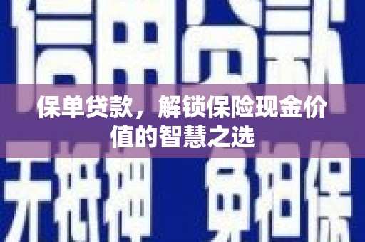 辽源保单贷款，解锁保险现金价值的智慧之选