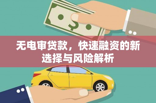 辽源无电审贷款，快速融资的新选择与风险解析