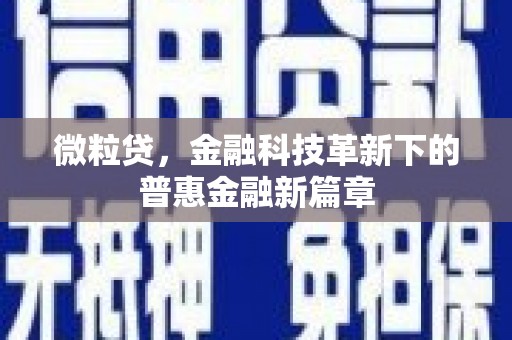 辽源微粒贷，金融科技革新下的普惠金融新篇章