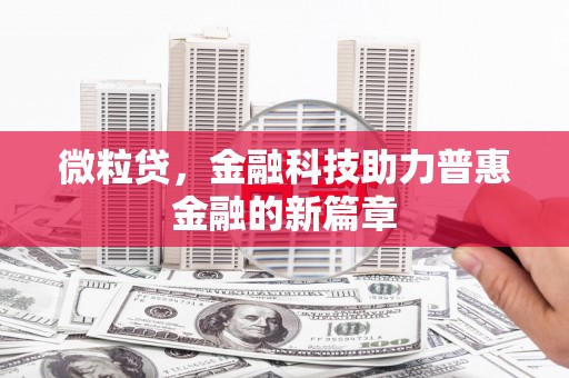 辽源微粒贷，金融科技助力普惠金融的新篇章