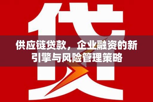 辽源供应链贷款，企业融资的新引擎与风险管理策略