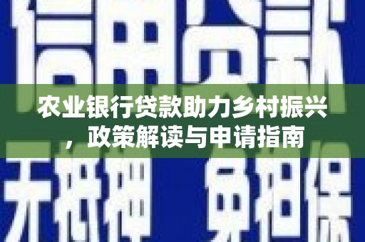 辽源农业银行贷款助力乡村振兴，政策解读与申请指南