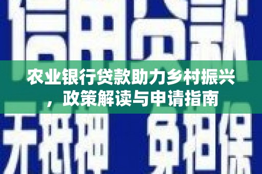 辽源农业银行贷款助力乡村振兴，政策解读与申请指南