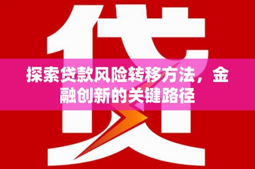 辽源探索贷款风险转移方法，金融创新的关键路径